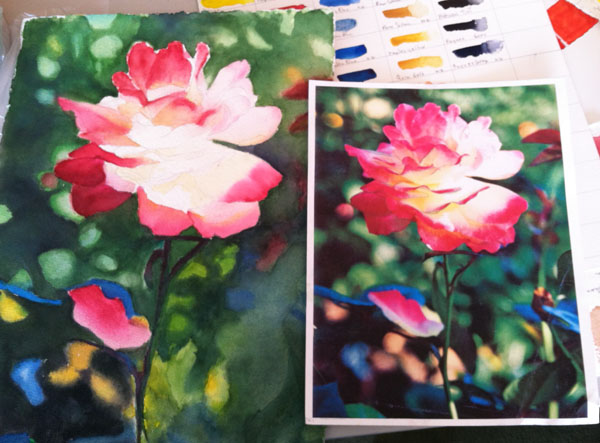 Mickey's rose with the photograph. It's almost there and is a lovely painting. 