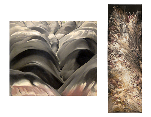 Georgia O'Keeffe - "Black Place" - 26" x 30" and "Jay Defeo - "The Veronica" - 132" x 42" (it's huge)
