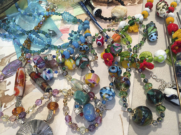 Holly's fused glass bead necklaces had us enchanted!