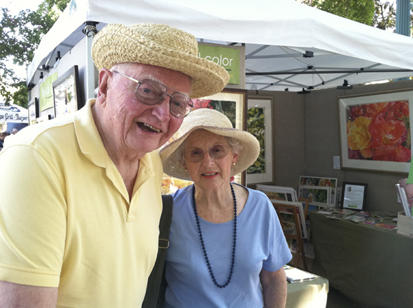 "Bob and Evelyn looking jovial when they came to see me at the Healdsburg Art Festival several years ago."
